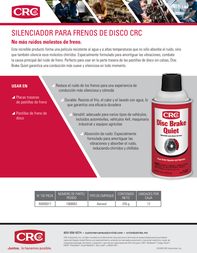 2025 SILENCIADOR PARA FRENOS DE DISCO CRC