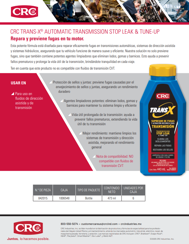 2025 CRC TRANS-X® AUTOMATIC TRANSMISSION STOP LEAK & TUNE-UP